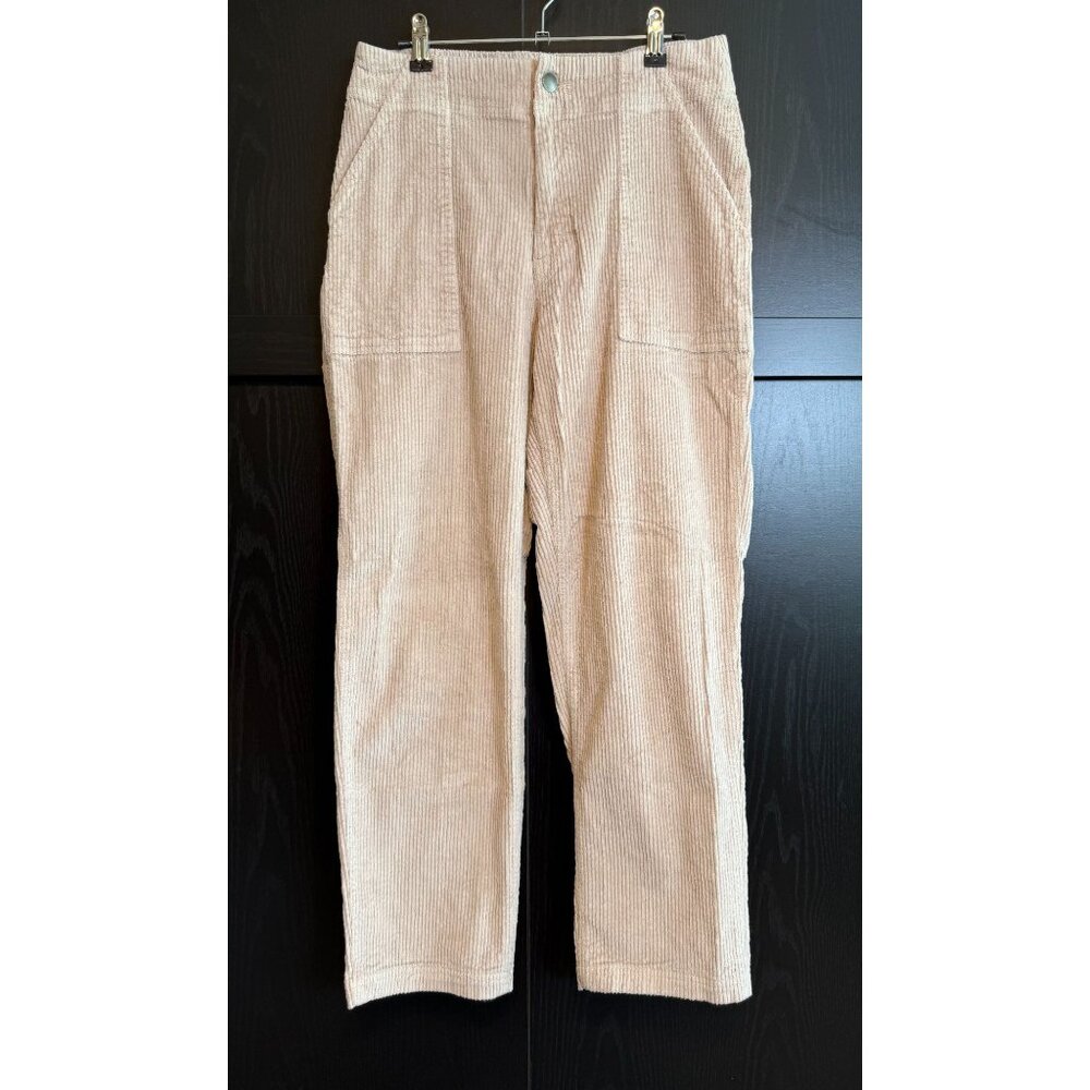 Pact Women's Tan Corduroy Organic Cotton Straight Leg Pants Large Grunge Boho